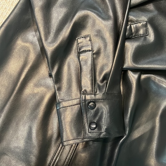 ENGLISH FACTORY faux leather cinched mini dress with snap bottoms in black M - Picture 5 of 9